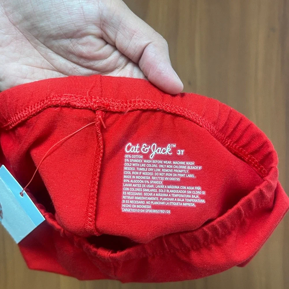 Lot of 2 Cat & Jack Toddler Girls 3T Bike Shorts Set Red Pink Elastic Waist